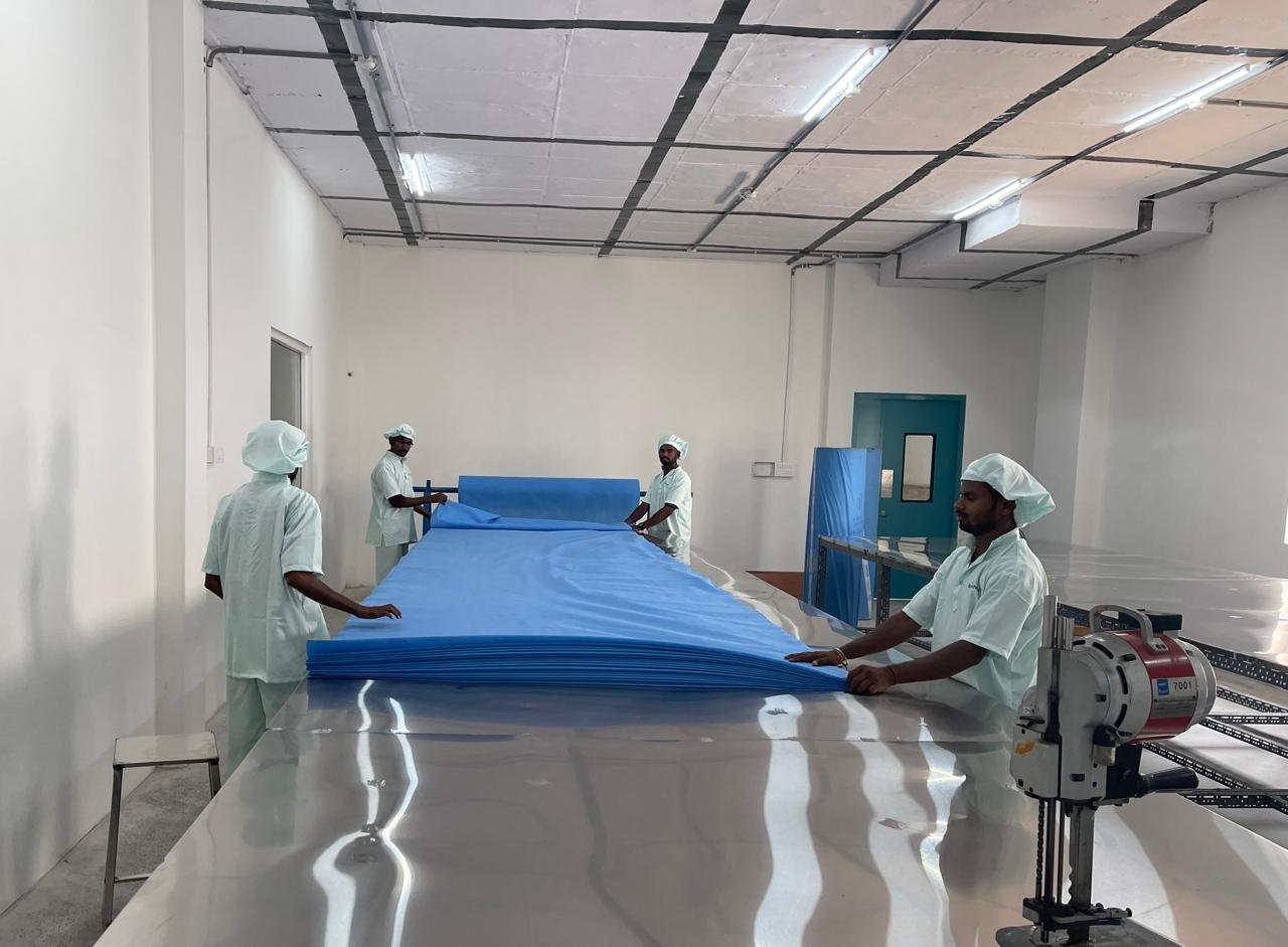 Fabric cutting and material preparation unit at Bioanthem Devices cleanroom facility