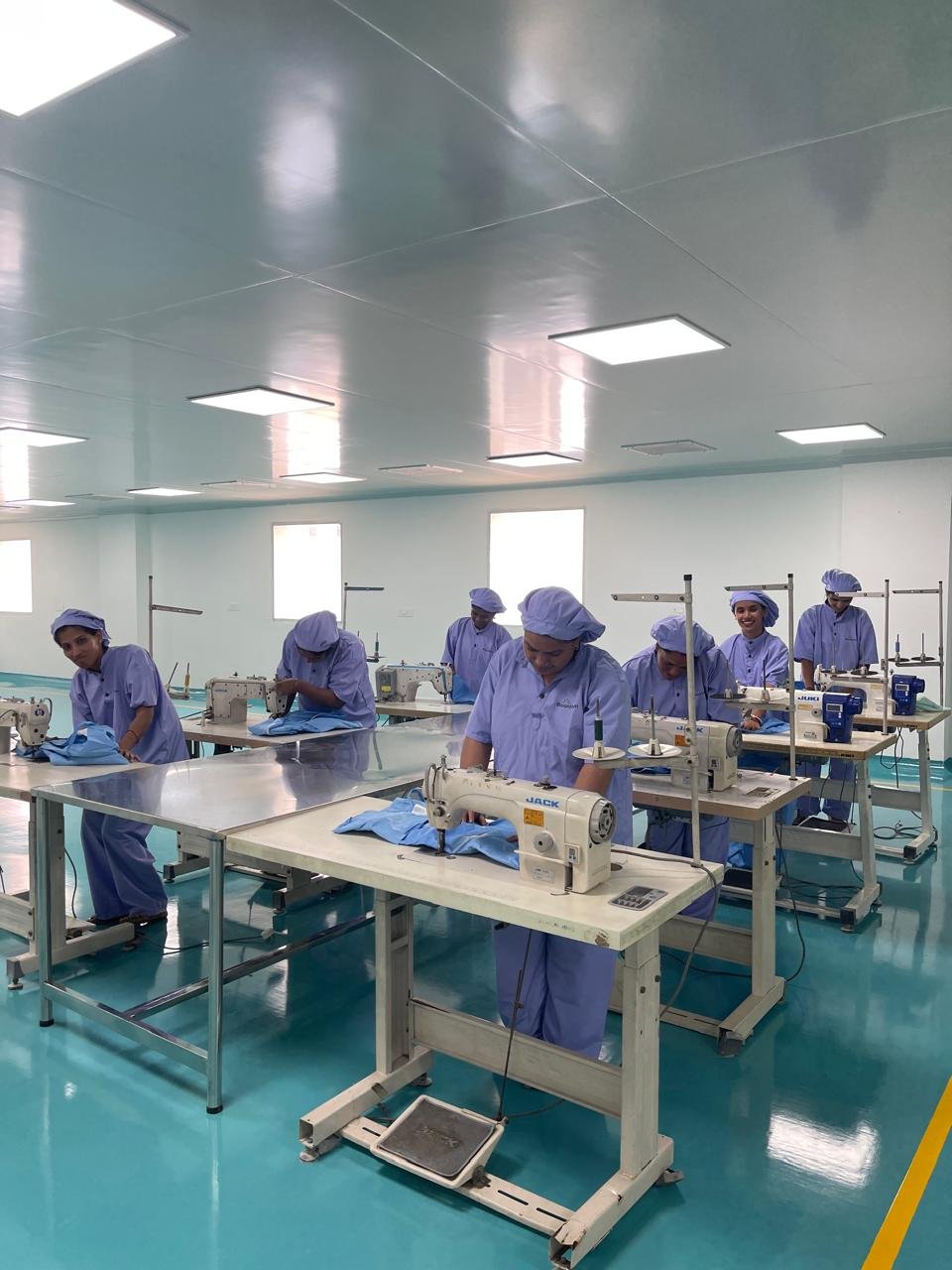 Bioanthem sewing unit with industrial machines in cleanroom